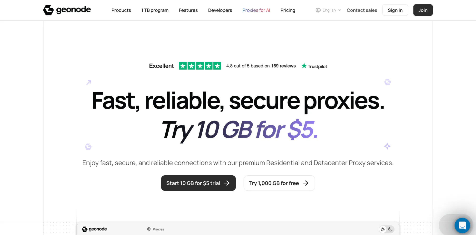 Geonode - best free proxies for web scraping and browser automation