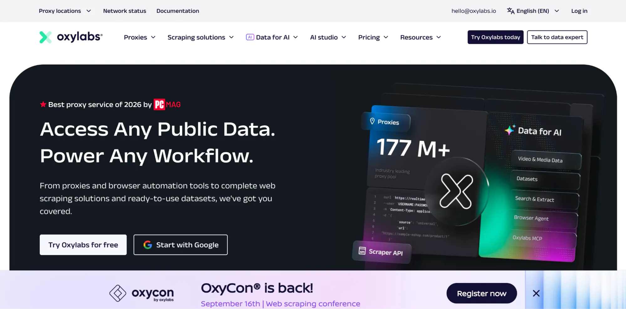Oxylabs - best free proxies for web scraping and browser automation