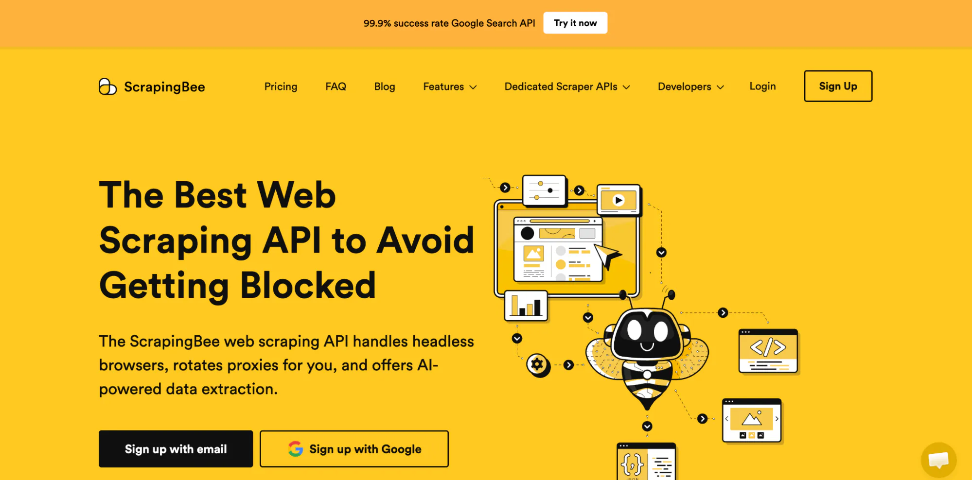 ScrapingBee home page