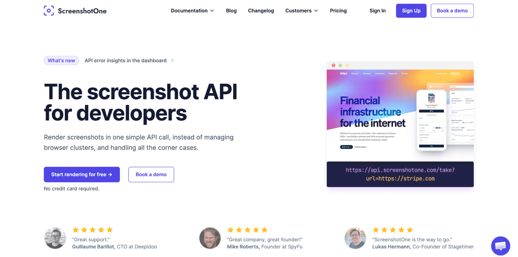 ScreenshotOne home page