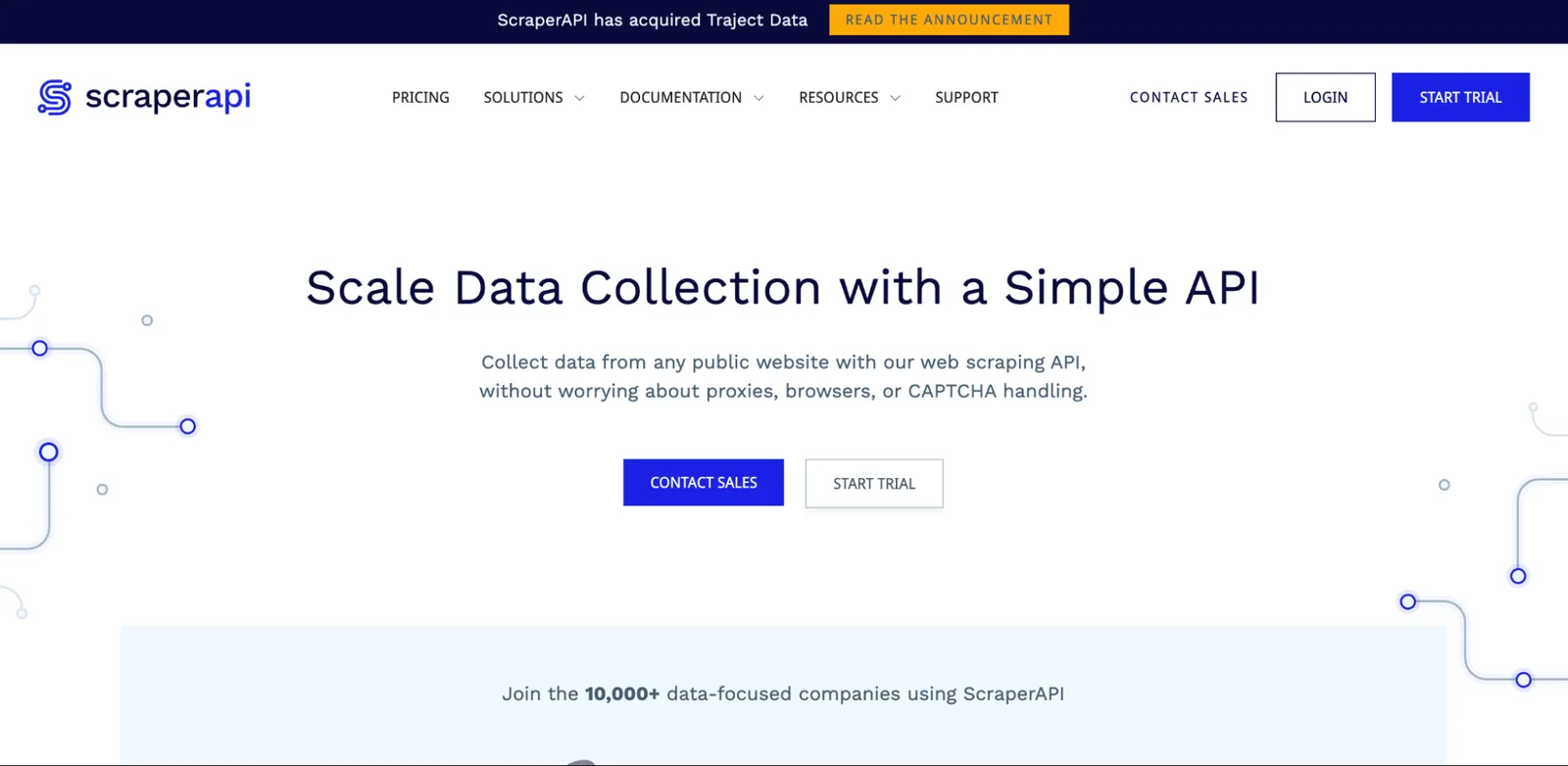 Scraper API home page