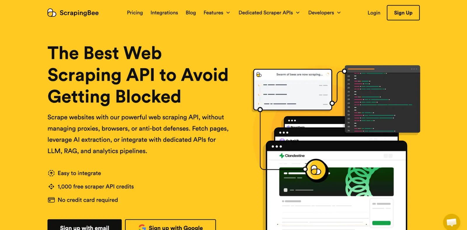 ScrapingBee home page