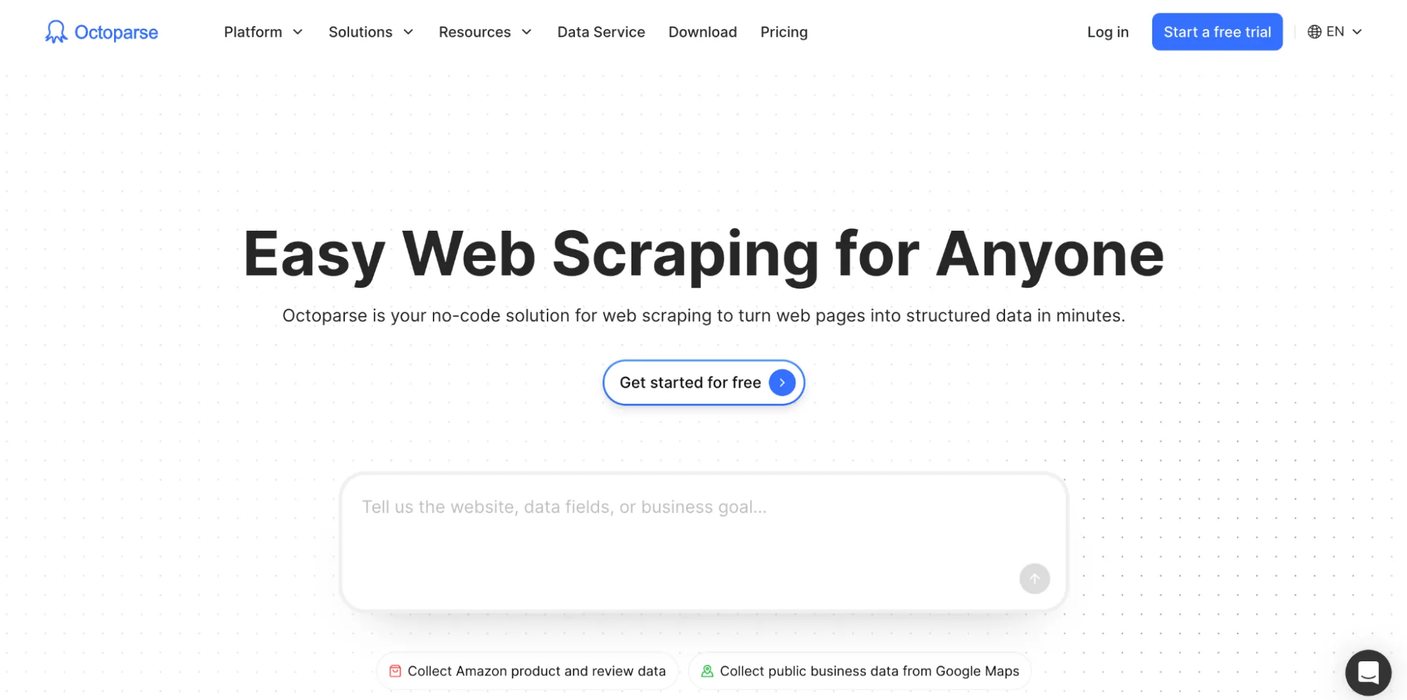 Octoparse home page