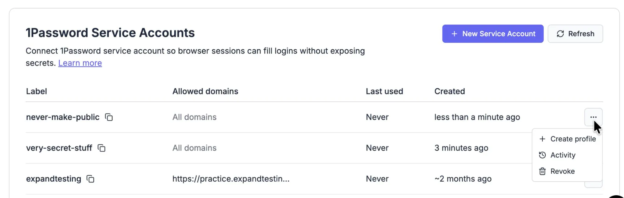 The 1Password autologin modal creating a profile