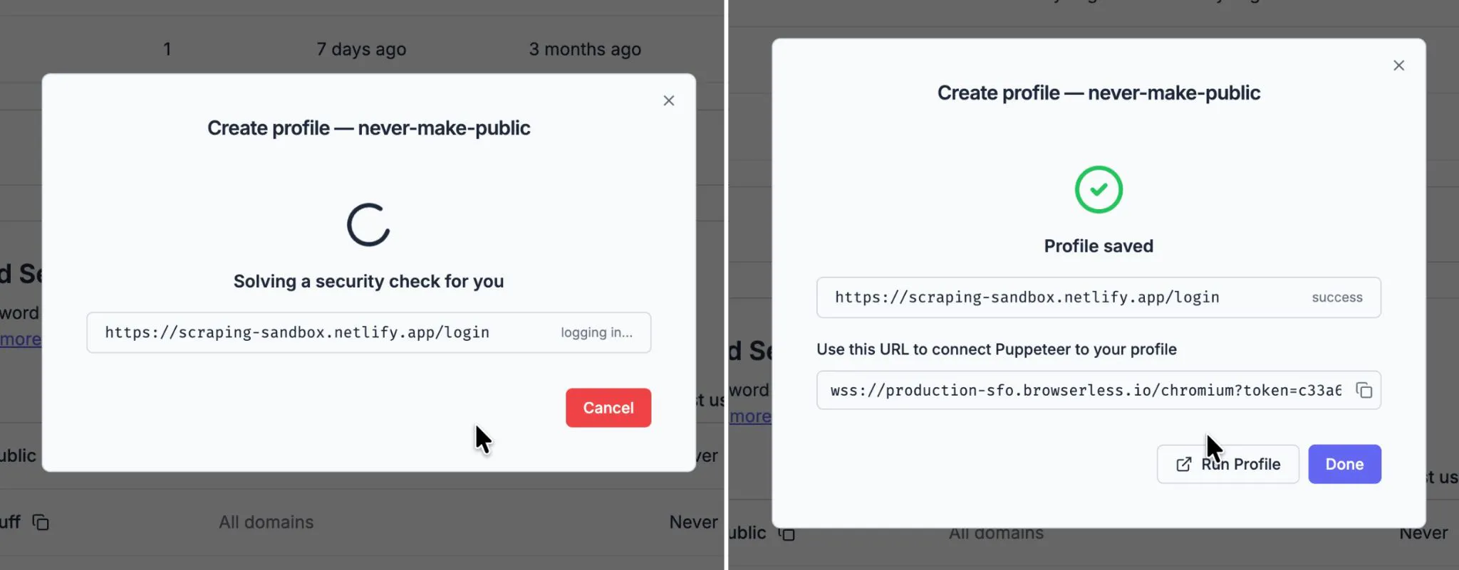 Profiles usage chart