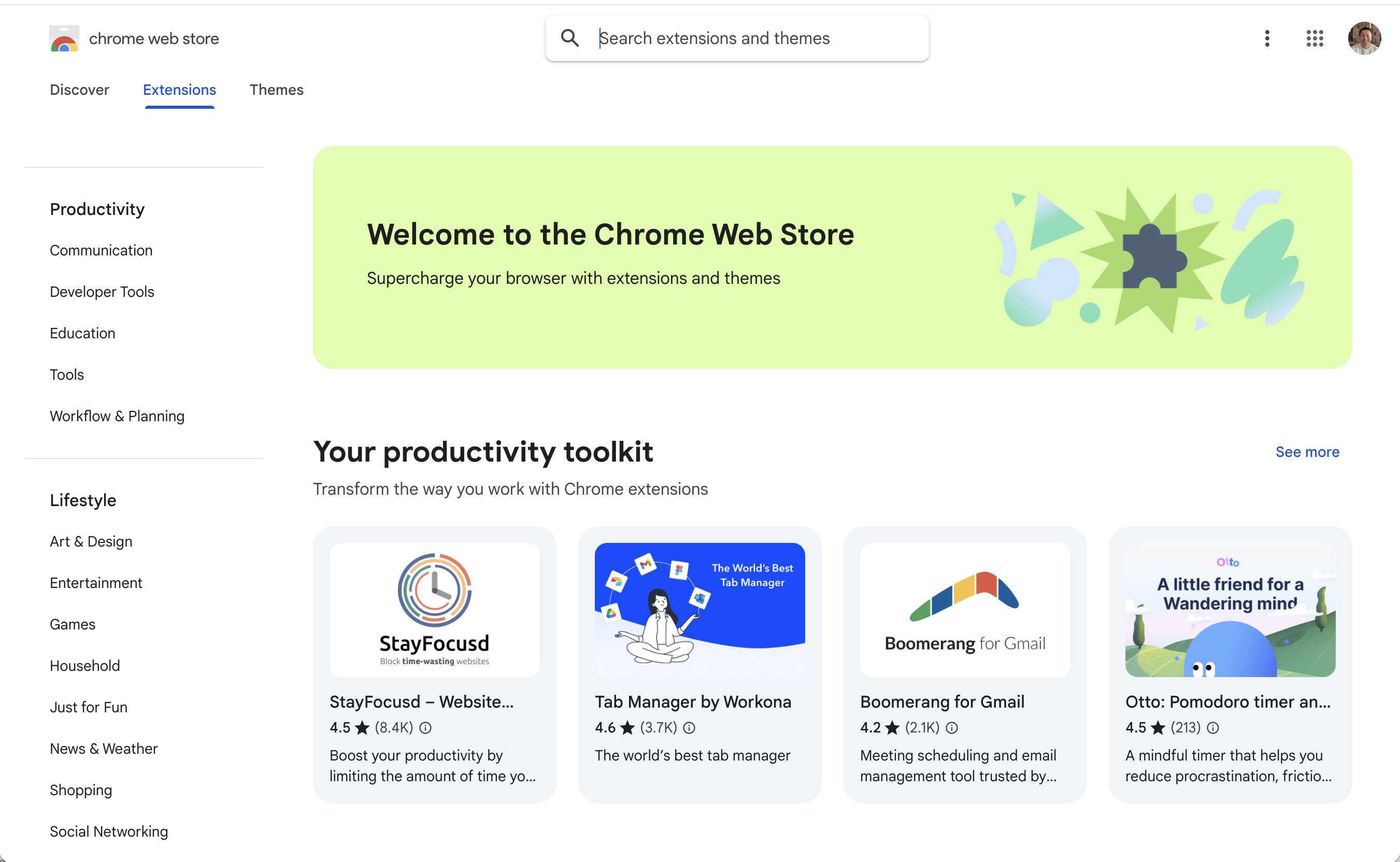 Chrome Web Store extensions