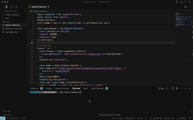 Hybrid Automation demo showing user interaction flow